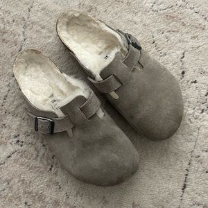 Birkenstock 40 wide Boston Shearling Suede Leather